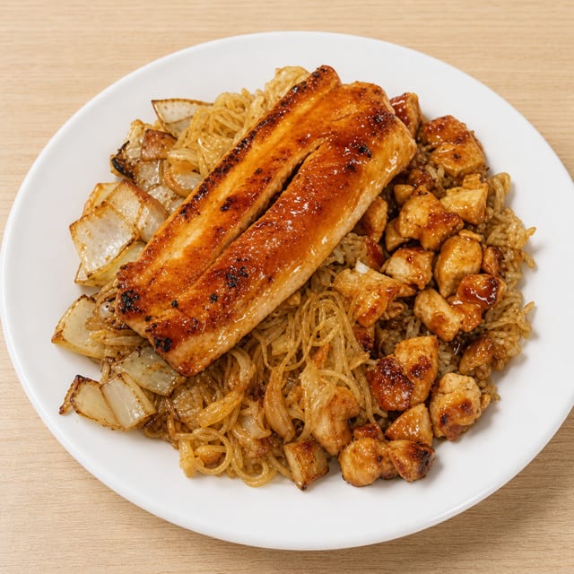 Hibachi Chicken & Salmon.